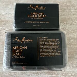 New: Set of 2 SheaMoisture African Black Soap with Shea Butter